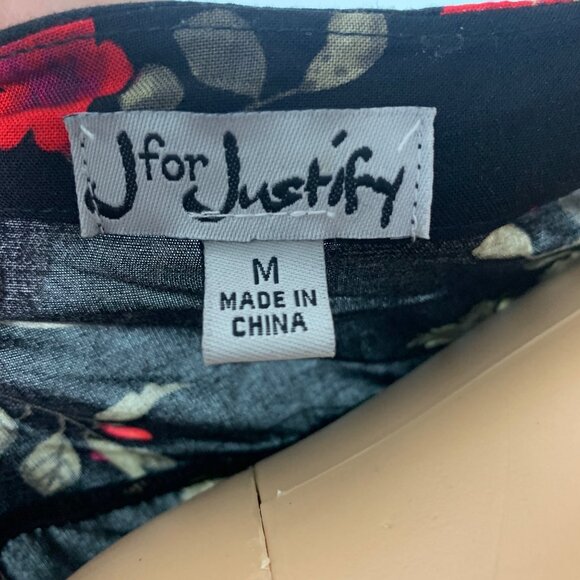 🟣🟣🟣 J FOR JUSTIFY Women's Size Medium Floral 3/4 Sleeve Shift Dress - Picture 6 of 9